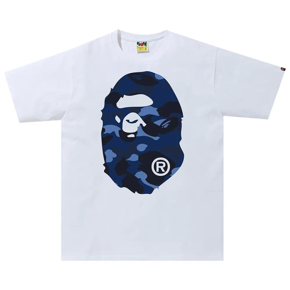 Bape Color Camo Big Ape Head Tee 'White/Blue'